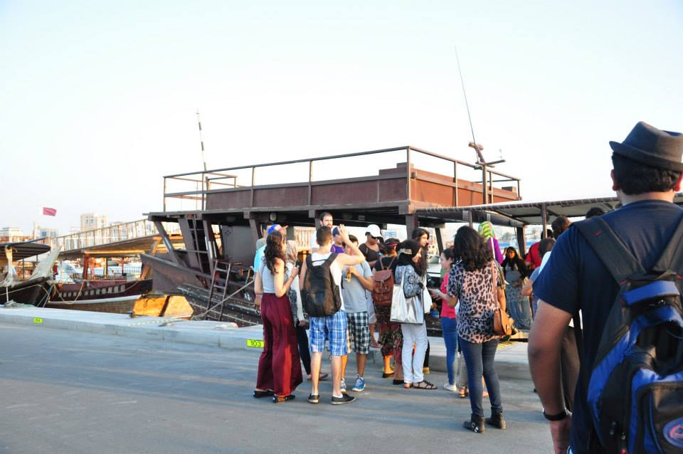 Students waiting in line to get on the dhow boatPhoto by Urooj Kamran Azmi