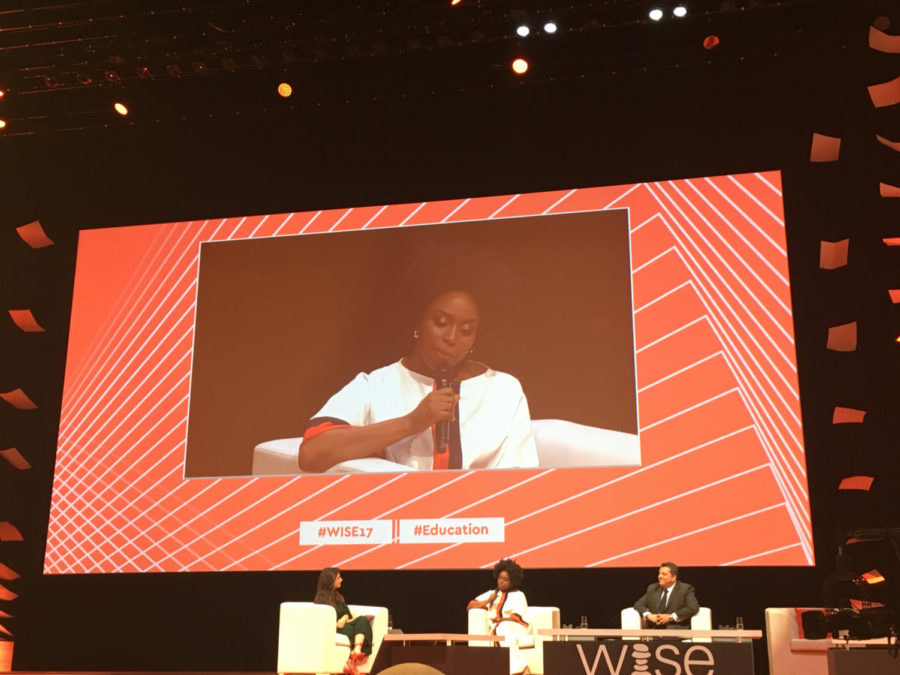 Chimamanda Ngozi Adichie at the WISE conference. Photo by Inaara Gangji. 