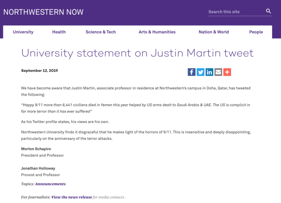 NU releases statement after anger over NU-Q professor’s tweet about 9/11
